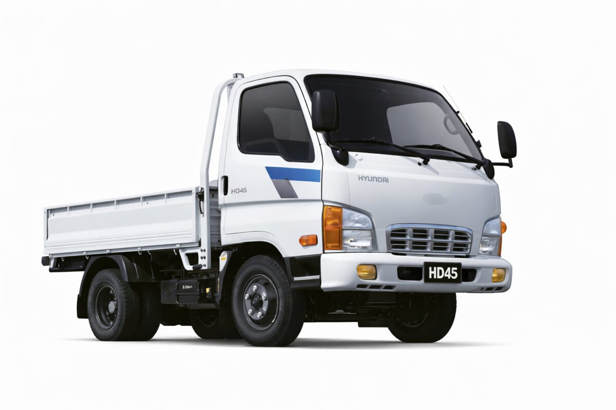 White Hyundai HD45 truck shown as a Mighty model family illustration