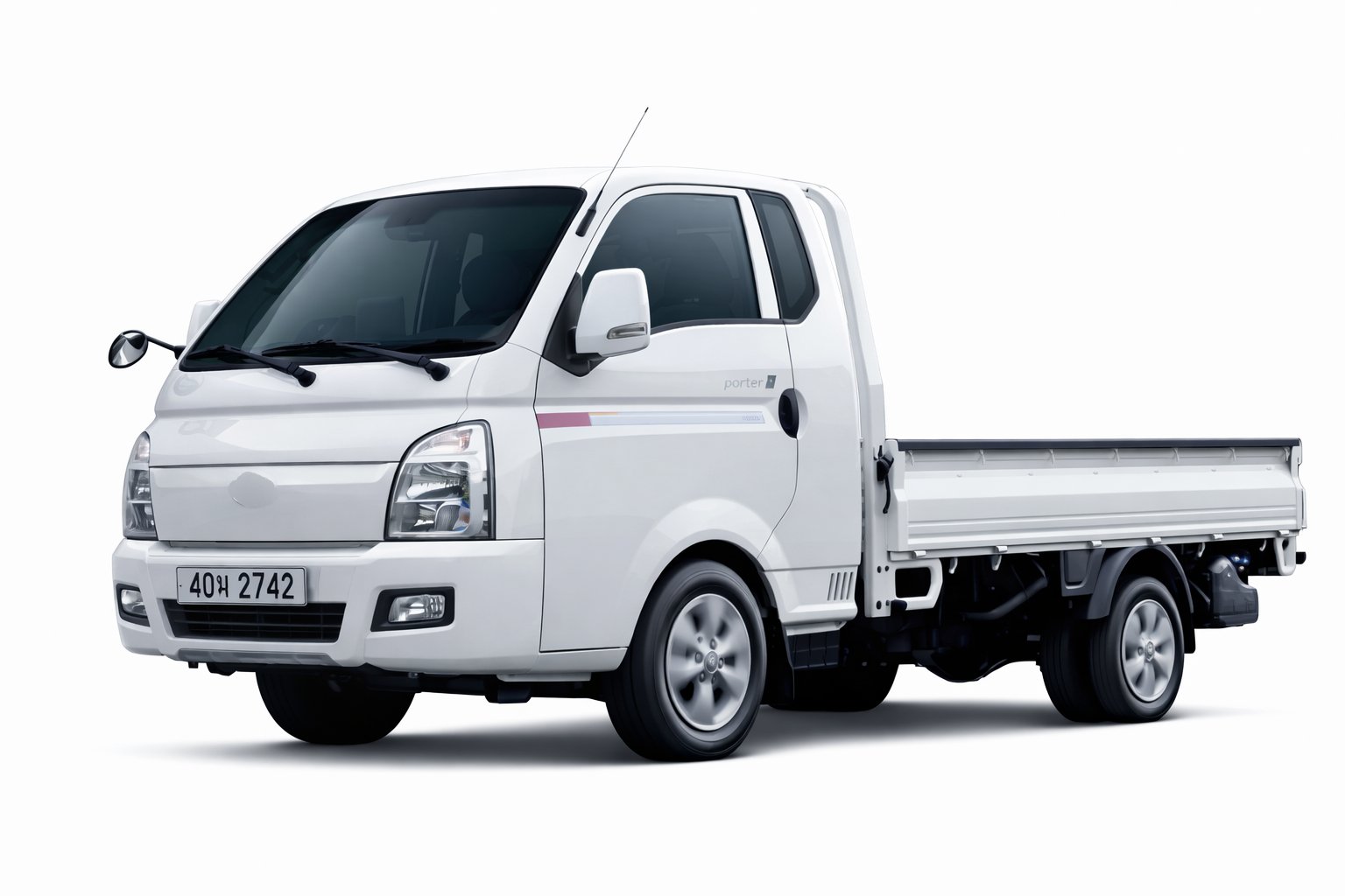 White Hyundai Porter II flatbed truck from the YASSIA model media library